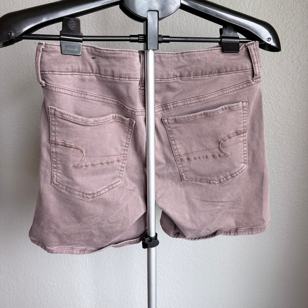 American Eagle AEO Twill Womens Mauve Pink Super Stretch Midi Shorts Size 10 - Picture 2 of 5